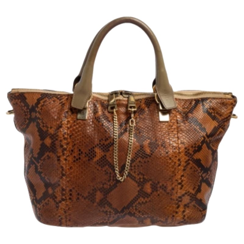 Chloe Brown Python and Leather Baylee Tote