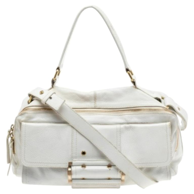 Givenchy Borsa a manico superiore con fibbia East West in pelle bianca