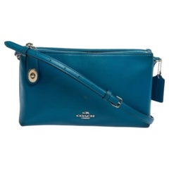 Coach Borsa a tracolla con doppia zip in pelle blu verde acqua Crosby