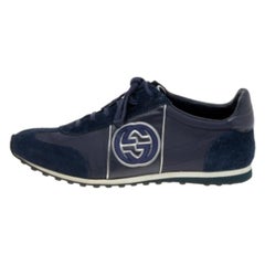 Gucci Navy Blue Suede and Nylon Low Top Sneakers Size 42.5