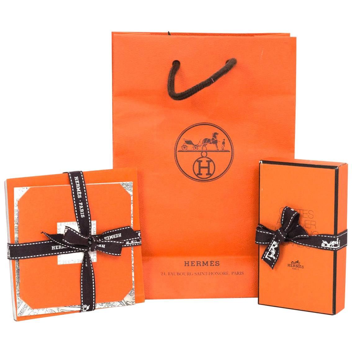 Hermes Scarf Knotting Cards and Booklets with Shopping Bag