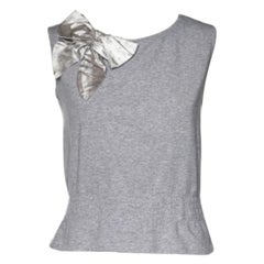 Love Moschino Grey Cotton Bow Detailed Sleeveless Top M