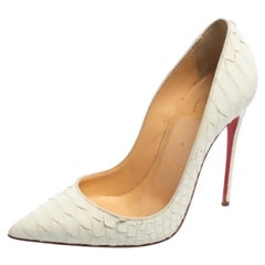 Christian Louboutin Pumps So Kate in pelle di pitone color crema misura 35,5