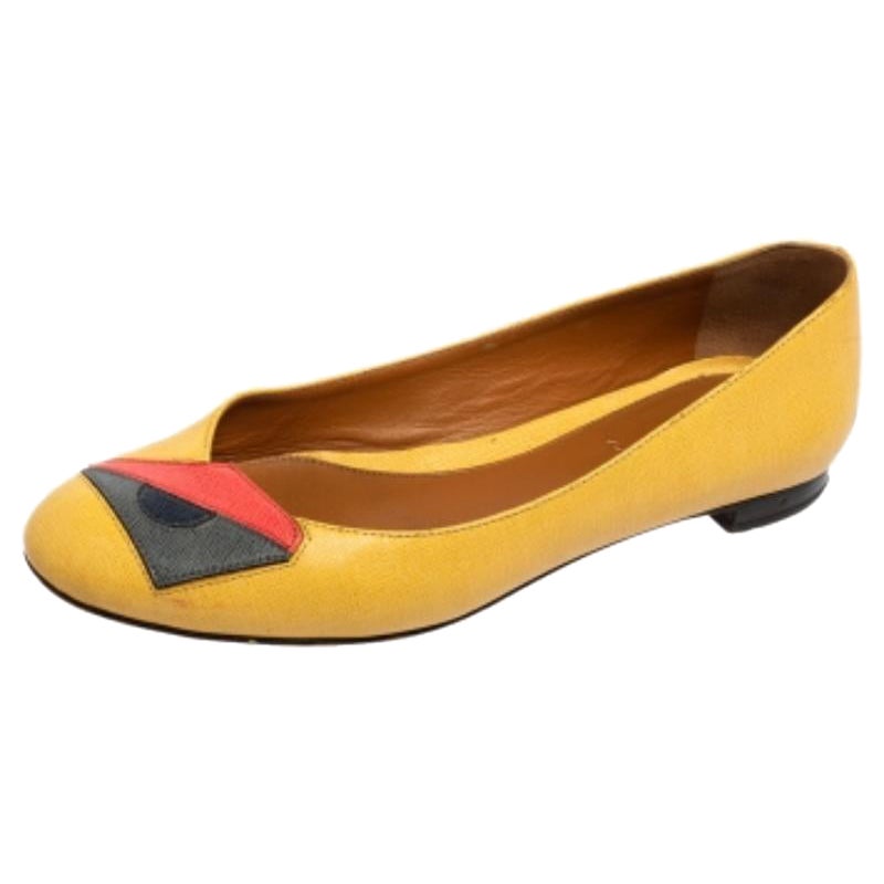 Fendi Yellow Leather Monster Ballet Flats Size 36