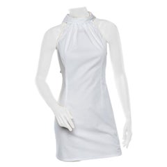 Moschino Jeans Weißes Baumwoll-Minikleid mit Neckholder und Kragen aus Baumwolle M