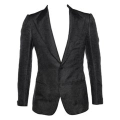 Tom Ford Blazer monopetto nero in seta e lana testurizzata S