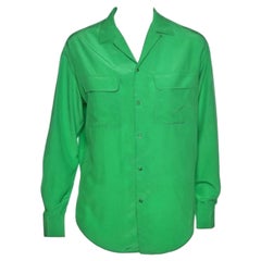 Ralph Lauren - Camicia in seta verde con taschino e bottoni sul davanti M