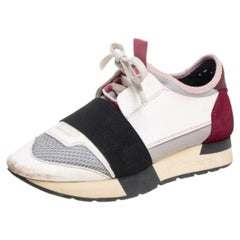 Balenciaga Multicolor Mesh And Leather Race Runner Low Top Sneakers Size 35