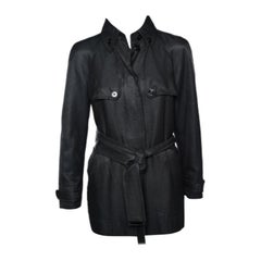 Dolce & Gabbana Black Cotton Belted Button Front Jacket M