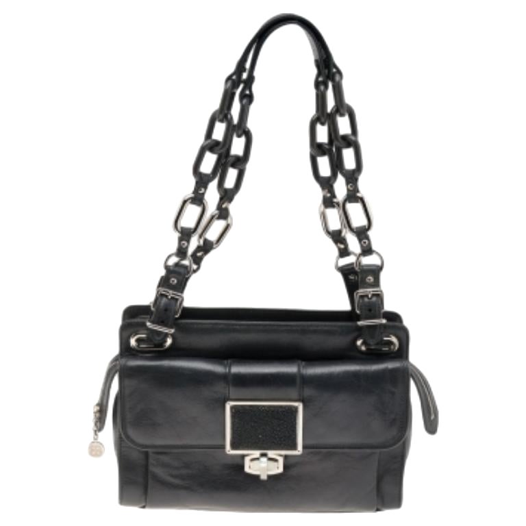 Sac à bandoulière Cherche Midi en galuchat et cuir bleu/noir Balenciaga