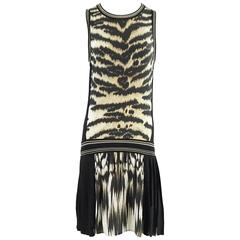 Roberto Cavalli Animal Print and Black Knit Dress - M