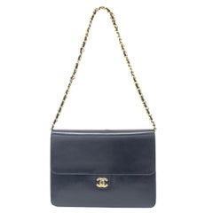 Chanel Single Flap Bag Vintage Medium Black Box Pelle di vitello Hardware oro