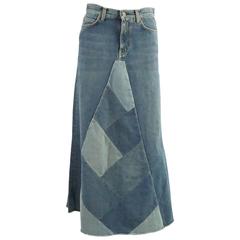 Yves Saint Laurent Patchwork Denim Maxi Skirt - M - rt. $1, 030