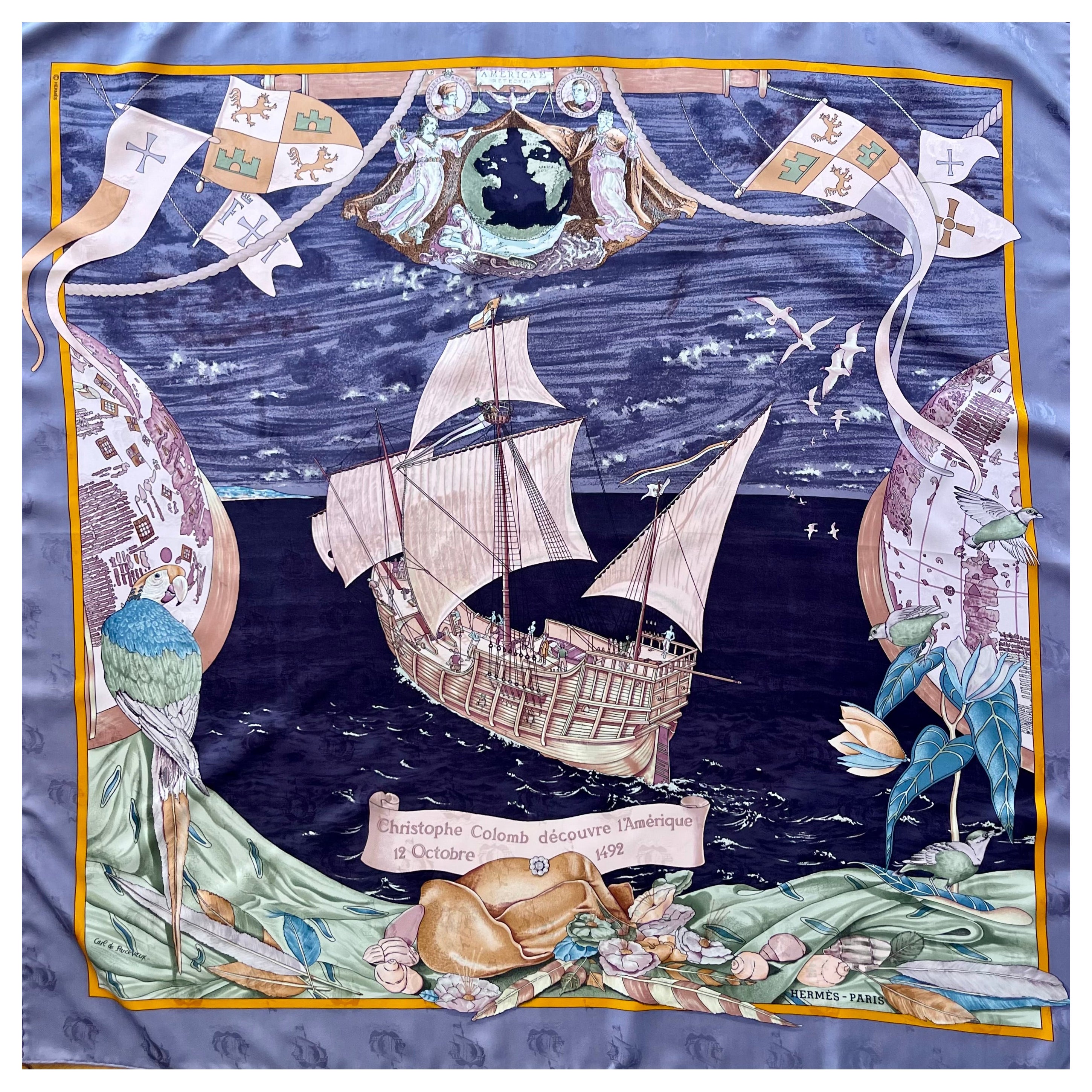 Hermès-Schal "Christophe Colomb D'écouvre L'Amérique" 1992