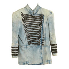 Balmain 2009 Veste iconic FR40 Chaqueta vaquera militar de Decarnin UK12 US10