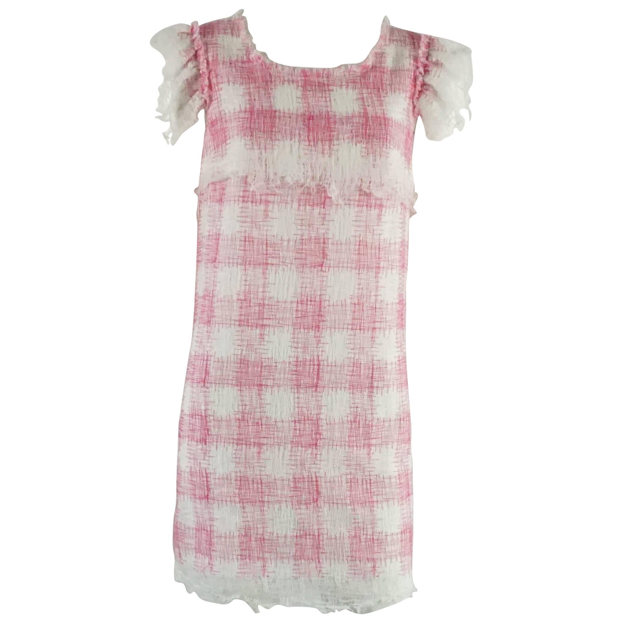 Chanel Pink and White Checkered Dress - 36 - 11C
