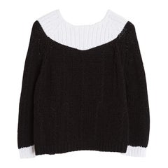 Chanel Pull Top FR38 Black White Minimal Knit Top Sweater UK10 US8