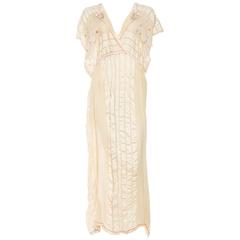 Beautiful Edwardian Silk Dress With Hand Embroidery at 1stDibs