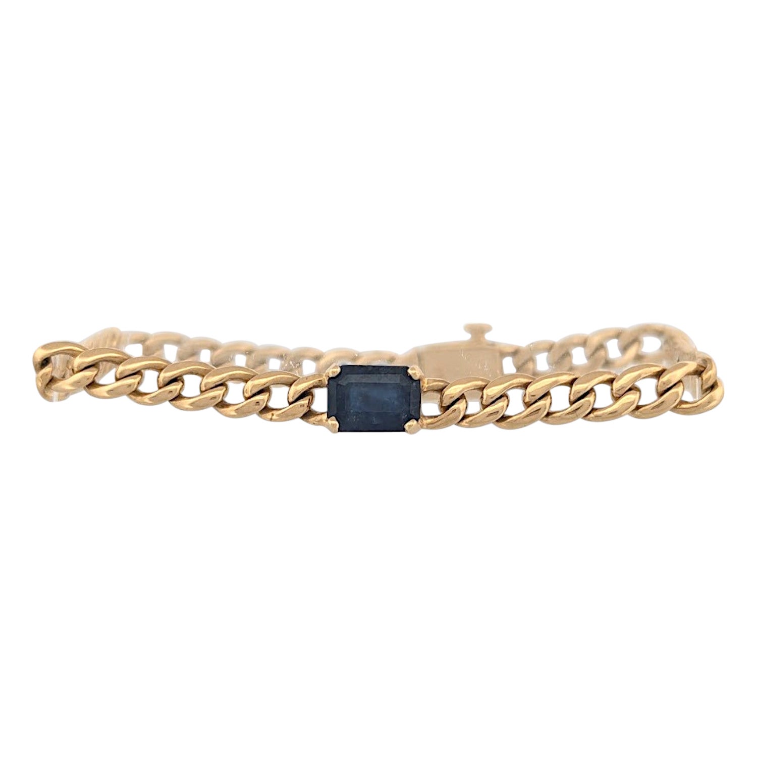 Elowen  14K Gold Bracelet w/ 1.0ct Natural Emerald Cut Sapphire - Size 6.25