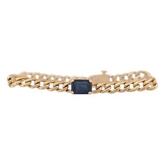 Elowen  14K Gold Bracelet w/ 1.0ct Natural Emerald Cut Sapphire - Size 6.25