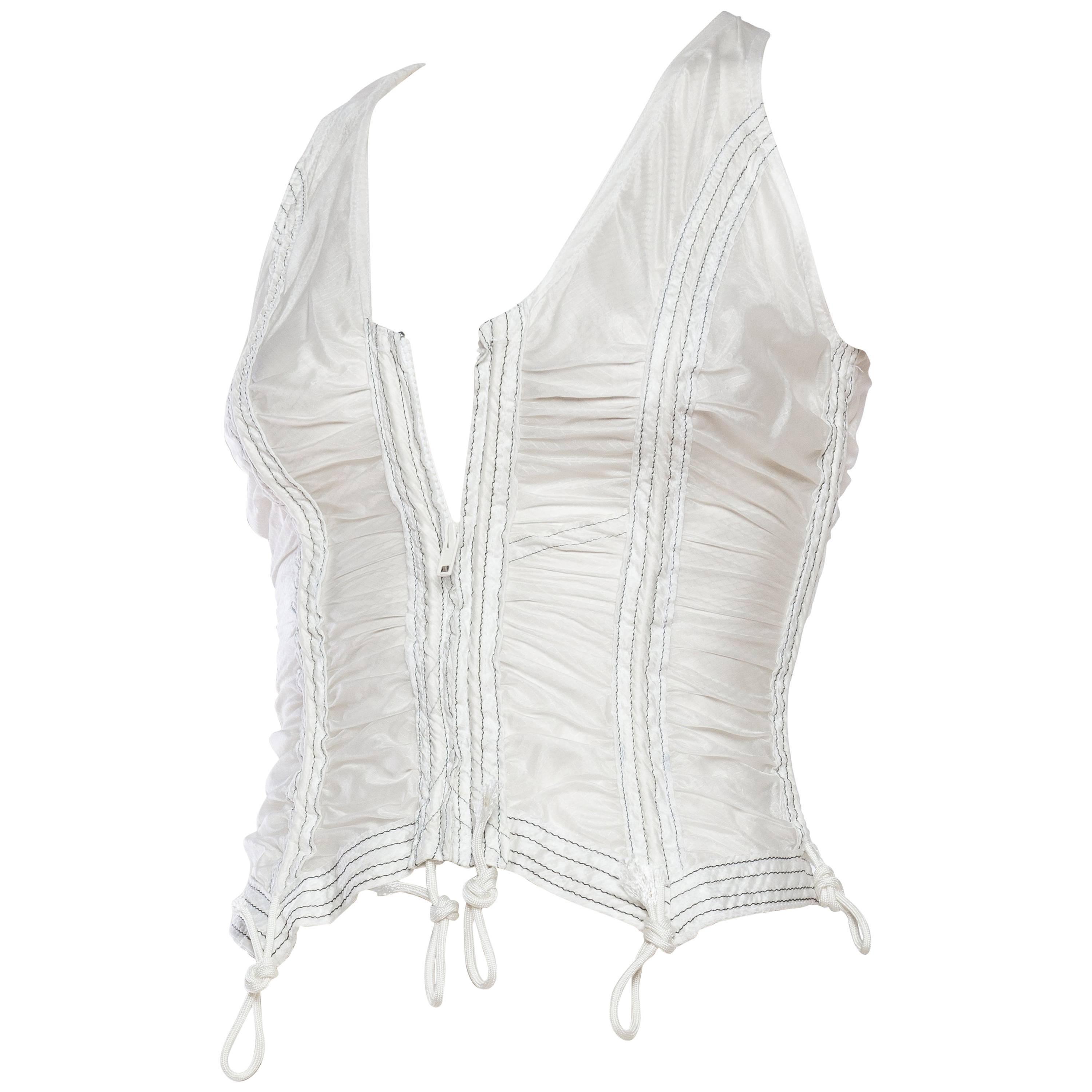 OMO Norma Kamali Sheer White Parachute Top