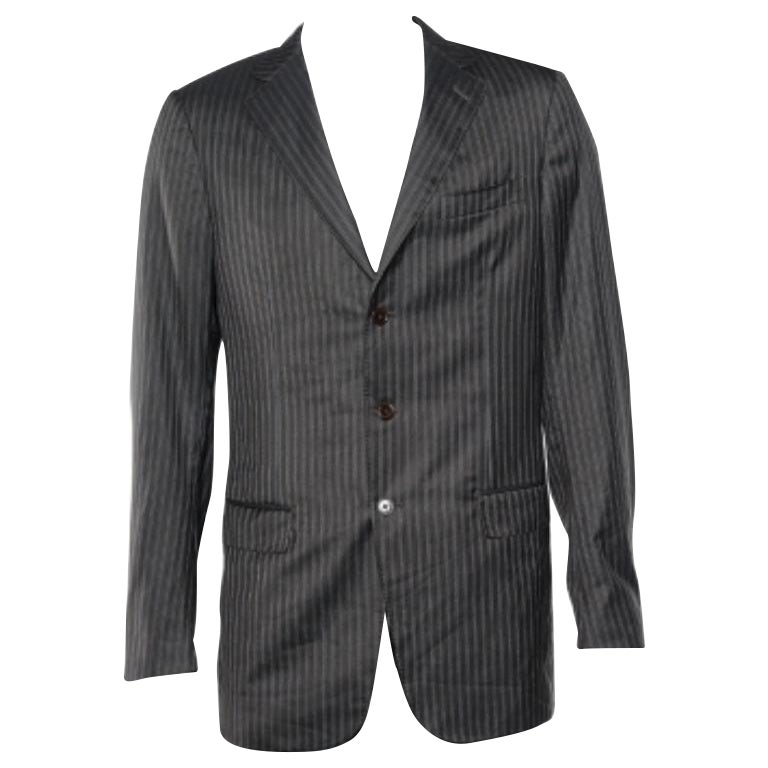 Ermenegildo Zegna Blazer in lana a righe tonali marrone scuro L.