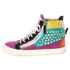 Giuseppe Zanotti Multicolor Suede Spike High-Top Sneakers Size 37