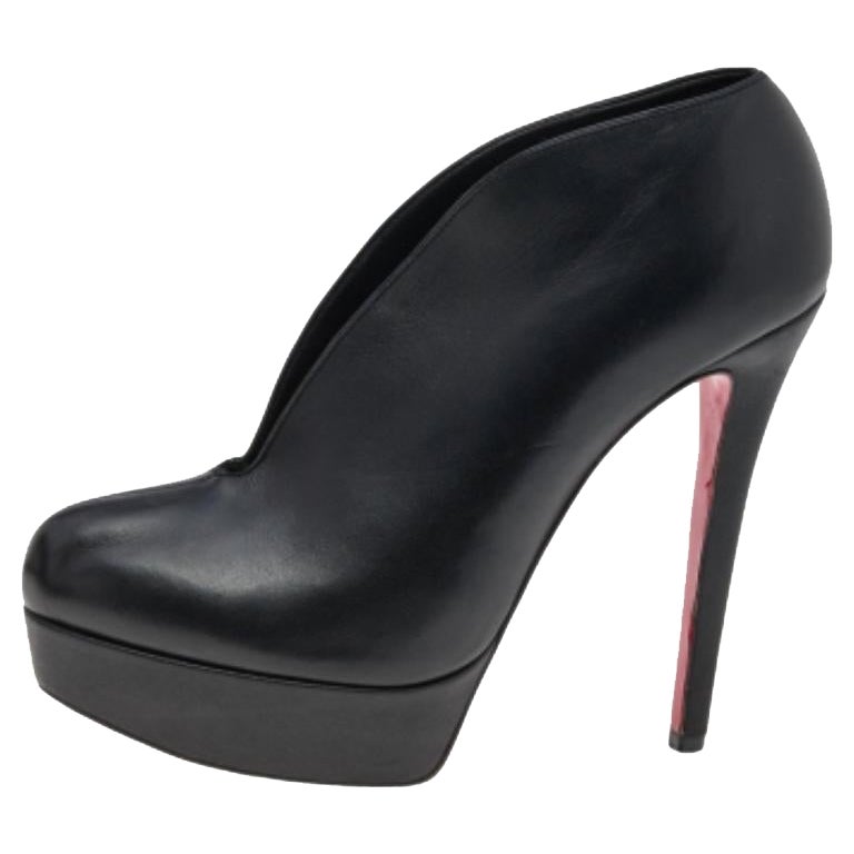 Christian Louboutin Noir Cuir Fast Plato Platform Booties Taille 36.5