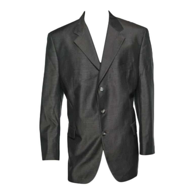 Yves Saint Laurent Vintage Blazer aus brauner Seide und Wolle mit Knopfleiste 4XL