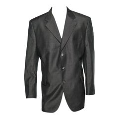 Yves Saint Laurent Vintage Brown Silk & Wool Button Front Blazer 4XL