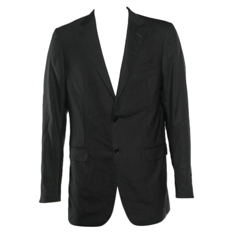 Ermenegildo Zegna Blazer en laine à rayures tonales noir L