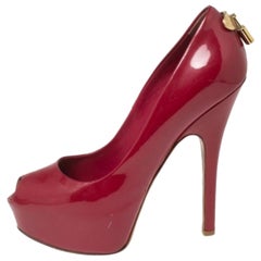 Louis Vuitton in pelle verniciata rosa scuro Oh davvero! Décolleté Peep-Toe Taglia 37