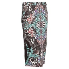 Versace Collection Brown Printed Knit Midi Fitted Skirt S