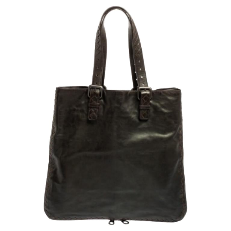 Bottega Veneta Dunkelbraun Intrecciato Trim Leder Expandable Tote