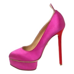Charlotte Olympia Pink Satin Josephine Platform Pumps Size 38.5