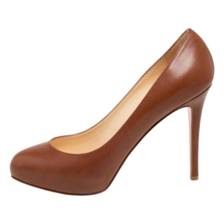 Christian Louboutin Brown Leather New Simple Pumps Size 38.5
