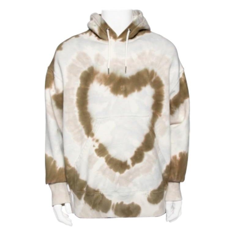 Givenchy - Pull à capuche surdimensionné en maille de coton imprimé cœur blanc tie-dye S