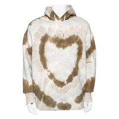 Givenchy White Tie-Dye Heart Printed Cotton Knit Oversized Hoodie S