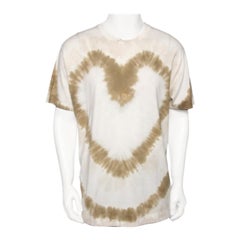 Givenchy T-shirt blanc à col bénitier surdimensionné en coton imprimé cœur