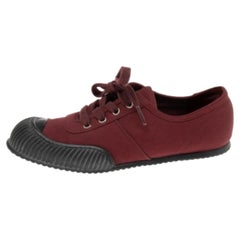 Prada Burgundy Canvas Cap Toe Sneakers Size 37.5