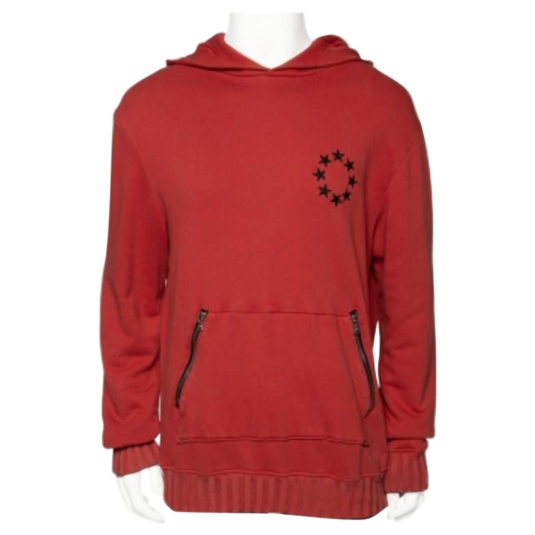 Amiri Orange Star Circle Embroidered Cotton Hoodie L