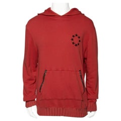 Amiri Orange Star Circle Embroidered Cotton Hoodie L