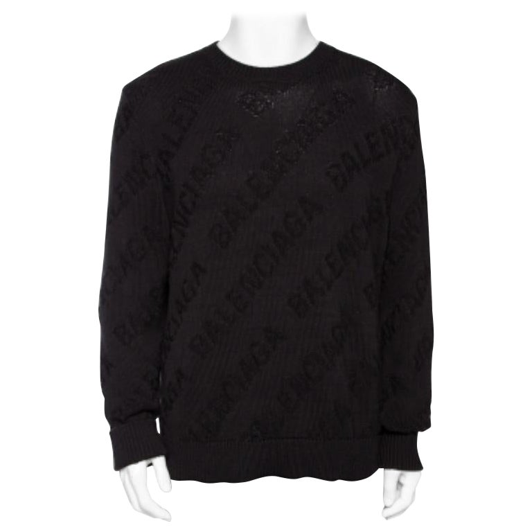 Balenciaga Jersey oversize de algodón jacquard con logotipo negro M en venta
