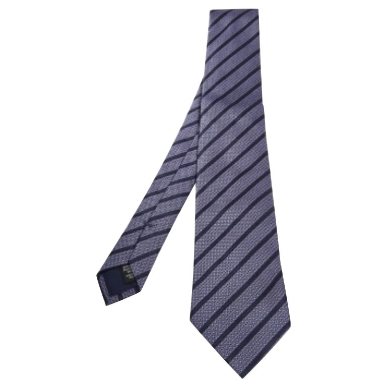 Cravate en soie à motif équestre bleu foncé Ermenegildo Zegna en vente