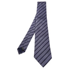 Ermenegildo Zegna Dark Blue Equestrian Motif Silk Tie