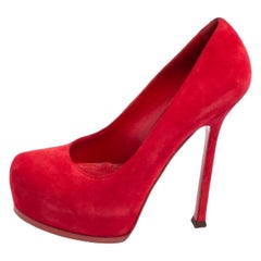 Saint Laurent Tribtoo escarpins à plateforme en daim rouge taille 37,5