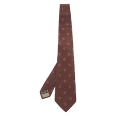 Giorgio Armani Brown Printed Silk Tie