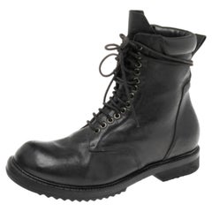 Rick Owens Schwarze Lederstiefeletten mit Schnürung Größe 41
