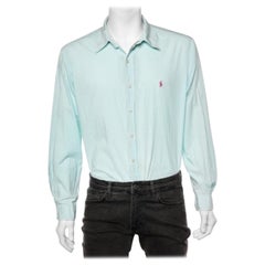 Ralph Lauren Green and White Check Cotton Long Sleeve Button Down Shirt XL