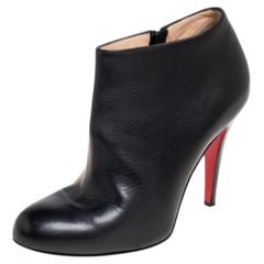 Christian Louboutin Black Leather Belle Ankle Boots Size 36.5